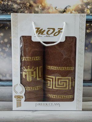 Набор полотенец 2в1 баня + лицо Moz versace Беж Турция. Подарочная коробка 4550 фото