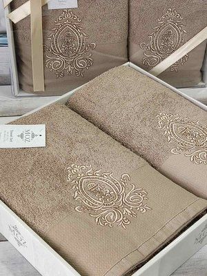 Полотенца баня+лицо набор подарочный Moz Bantik Беж Турция. MOZ-BANTIK-BEJ фото