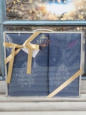 Moz Bantik Lacivert 2в1подарунковий набір рушників. 480 г/м2. Moz Туреччина. 4821 фото